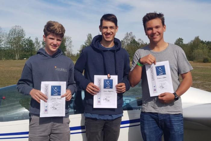 Justus Sander, Linus, Robin Ecker beim Landesjugendvergleichsfliegen 2019 